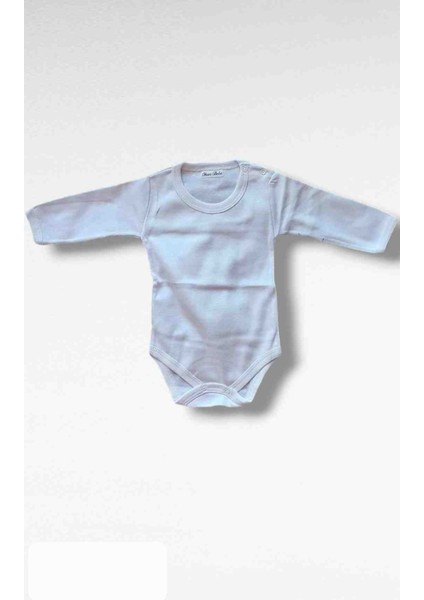 Bebek Unisex Tekli Uzun Kollu Body Beyaz Çıtçıtlı Zıbın Atlet