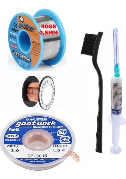 Anakart Tamir Seti Lehim Mechnc Teli 0,5mm Flux Lehim Toplama CP-3015 Lehim Sökme Teli 3,0mm 5in1