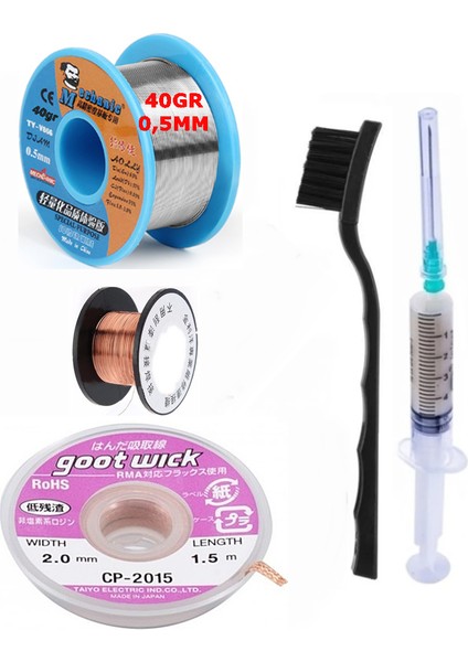 Anakart Tamir Seti Lehim Mechnc Teli 0,5mm Flux Lehim Toplama CP-2015 Lehim Sökme Teli 2,0mm 5in1