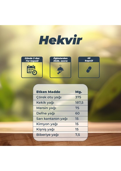 Hekvir 45 Kapsül 750mg - Çörek Otu Yağı Içeren Takviye Edici Gıda