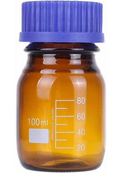 Amber Cam Şişe 100 ml - Vida Kapaklı Boş Numune Şişesi - Otoklav Şişe - 10 Adetlik Toptan Set