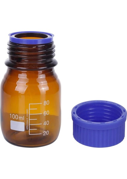 Amber Cam Şişe 100 ml - Vida Kapaklı Boş Numune Şişesi - Otoklav Şişe - 10 Adetlik Toptan Set