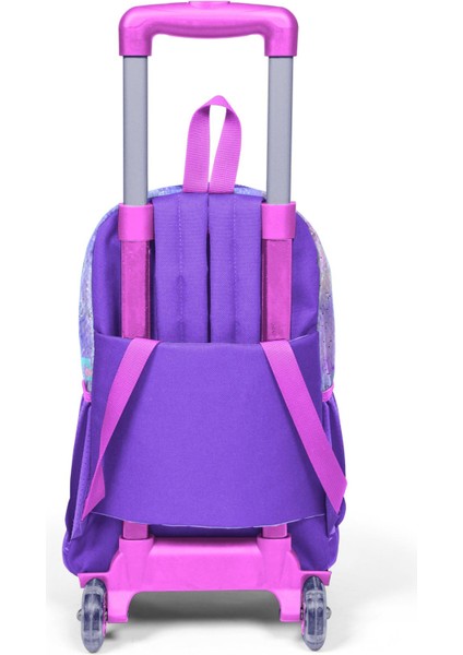 Kids Pembe Mor Fashion Girl Desenli Üç Bölmeli Çekçekli Okul Sırt Çantası 23955 fiyatları