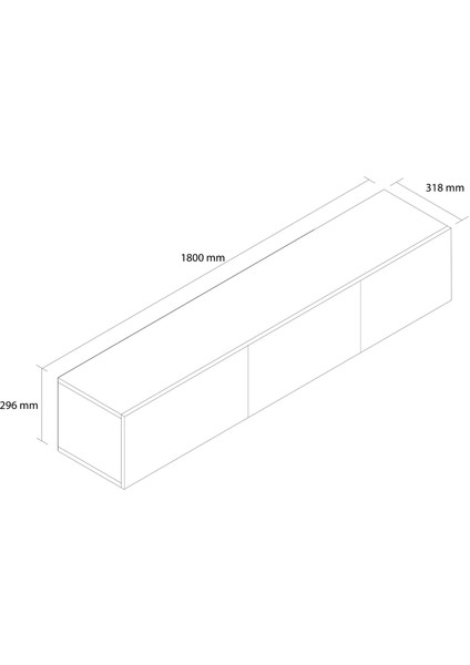 1230 Sole 3 Kapaklı Kulpsuz 180 cm Tv Ünitesi Beyaz