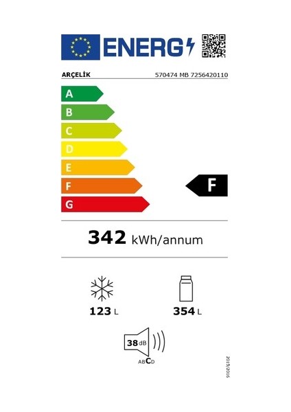 570474 MB 477 L NoFrost Buzdolabı