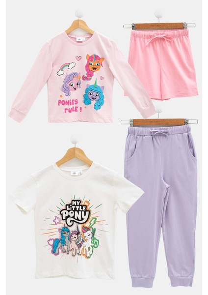 4'lü My Little Ponny Tshirt Şort Pantolon Pembe Takım fiyatları