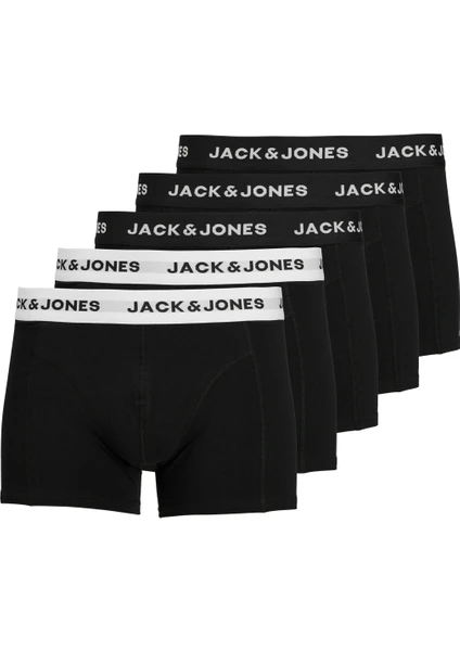 Jack & Jones Erkek Logolu Beli Lastikli 5'li Boxer Paketi - Solid