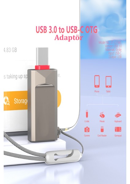 OT88C Tak Çalıştır Type-C To USB 3.0 Dönüştürücü