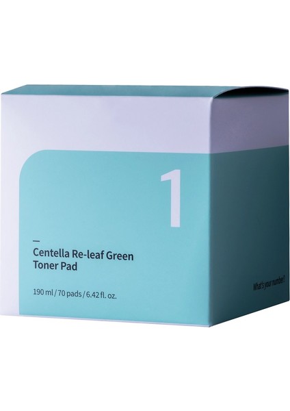 No.1 Centella Re-Leaf Green Toner Pad - Cilt Tahrişini Azaltan, Nemlendiren, Vegan Tonik Ped 190 ml