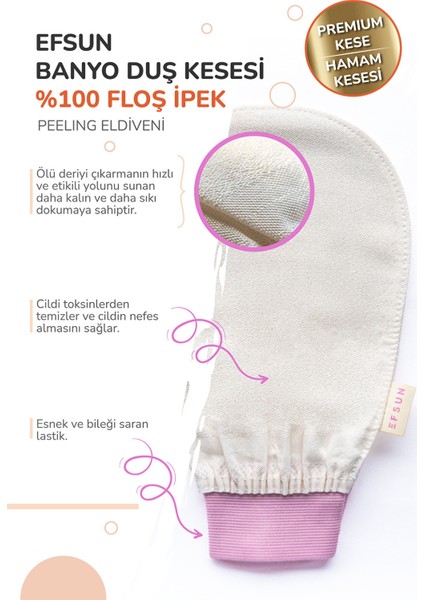 Banyo Duş Kesesi Peeling Eldiveni %100 Floş Ipek Kadınlar Için, Premium Kese, Hamam Kesesi,pembe