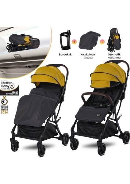 Minori Otomatik Katlanır Kabin Boy Bebek Arabası - Lemon