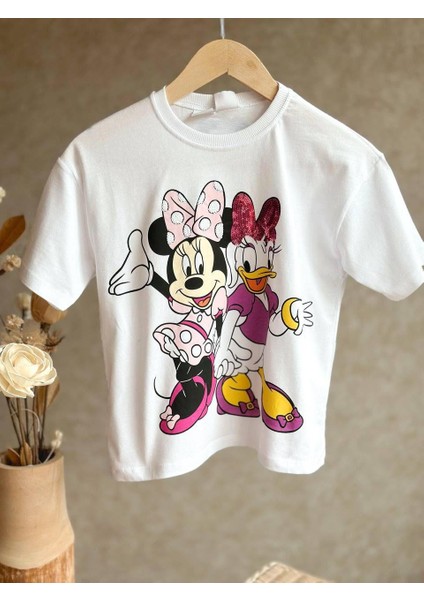 Kız Çocuk Mickey Modelli Pamuk Tişört