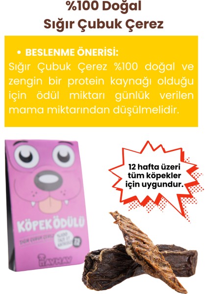 Doğal Köpek Ödül Maması 4 Adet Katkısız Köpek Ödül Maması Seti Kurutulmuş Et Sığır Çubuk Çerez 4X50 gr