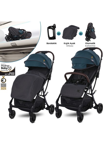 Minori Otomatik Katlanır Kabin Boy Bebek Arabası - Opal Green