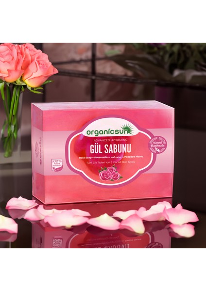 Doğal Gül Sabunu 140 gr x 2 Adet Tüm Cilt Tipleri Için Onarıcı Besleyici Natural