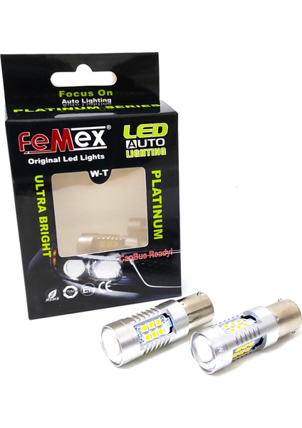 Platinum P21W-1157 Çift Duy Şaşı LED Ampul Beyaz Mercekli