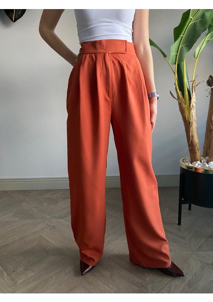Kadın Beli Cırtlı Palazzo Rahat Trend Pantolon