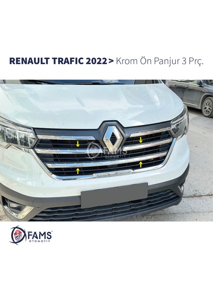 Renault Trafıc Krom Ön Panjur 3 Prç. 2022 Üzeri Paslanmaz Çelik