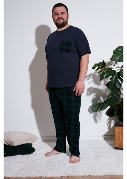 Pamuklu Regular Fit Büyük Beden Pijama Takımı Erkek Pijama Takımı 6572002B