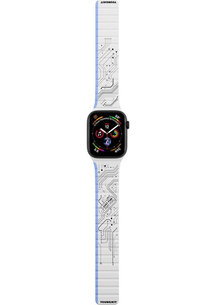 Watch 44MM Uyumlu Kordon Youngkit Technology Magnetik Tak Çıkar Silikon Strap Kayış Beyaz