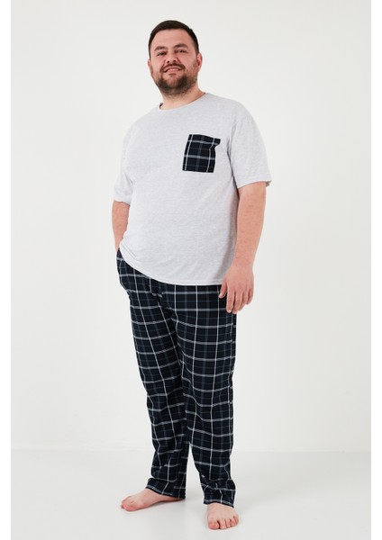 Pamuklu Regular Fit Büyük Beden Pijama Takımı Erkek Pijama Takımı 6572002B