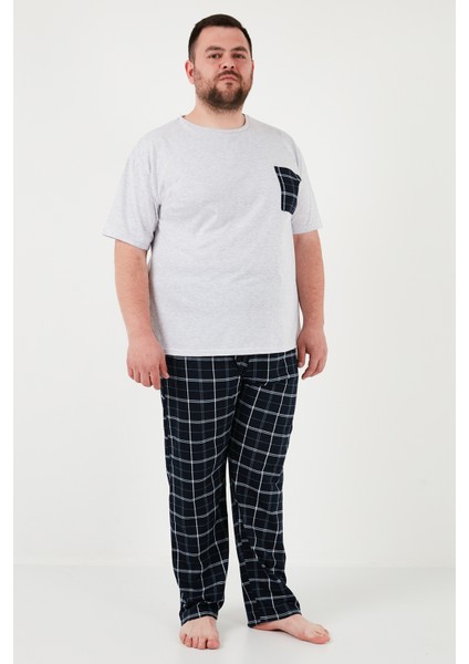 Pamuklu Regular Fit Büyük Beden Pijama Takımı Erkek Pijama Takımı 6572002B