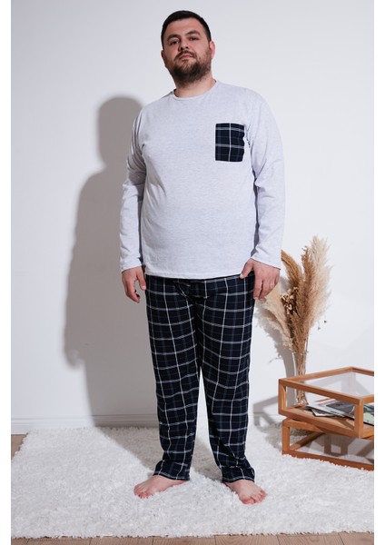 Pamuklu Regular Fit Büyük Beden Pijama Takımı Erkek Pijama Takımı 6572001B