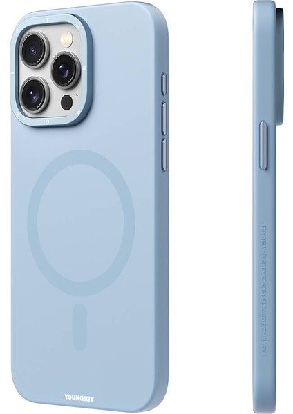 iPhone 15 Pro Max Uyumlu Kılıf Velvet Magnet Serisi Kapak Mavi