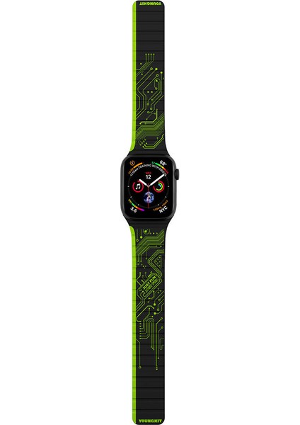 Watch 38MM Uyumlu Kordon Youngkit Technology Magnetik Tak Çıkar Silikon Strap Kayış Yeşil