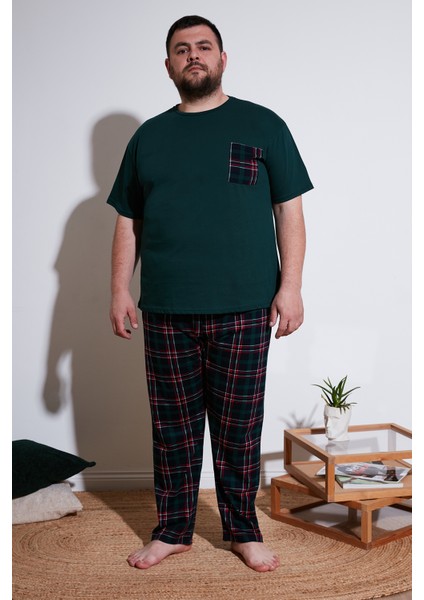 Pamuklu Regular Fit Büyük Beden Pijama Takımı Erkek Pijama Takımı 6572002B