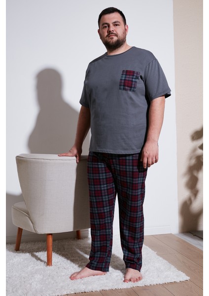 Pamuklu Regular Fit Büyük Beden Pijama Takımı Erkek Pijama Takımı 6572002B