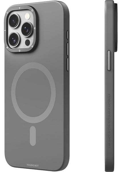 iPhone 14 Pro Max Uyumlu Kılıf Velvet Magnet Serisi Kapak Gri