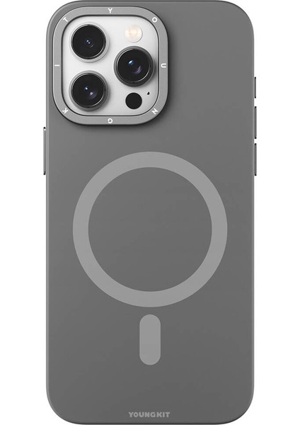 iPhone 14 Pro Max Uyumlu Kılıf Velvet Magnet Serisi Kapak Gri