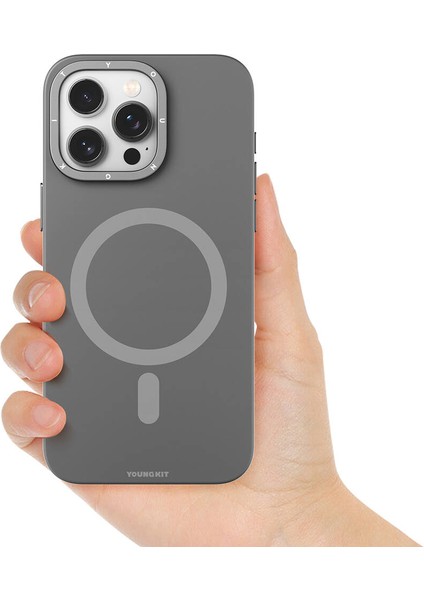 iPhone 14 Pro Max Uyumlu Kılıf Velvet Magnet Serisi Kapak Gri