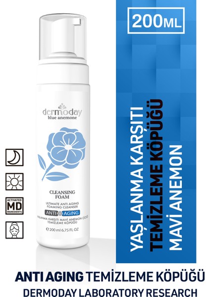 Mavi Anemon Çiçeği Cilt Temizleme Köpüğü Yaşlanma Karşıtı