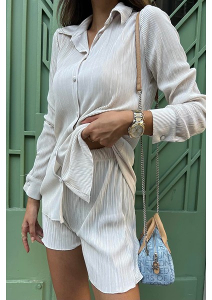 2'li Piliseli Gömlek Şort Taş Takım modelleri