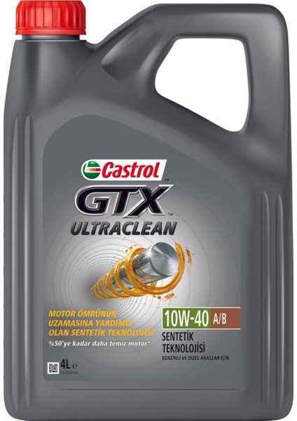 CASTROL GTX ULTRACLEAN 10W-40 A/B 4 LİTRE ( Üretim yılı 2024 )