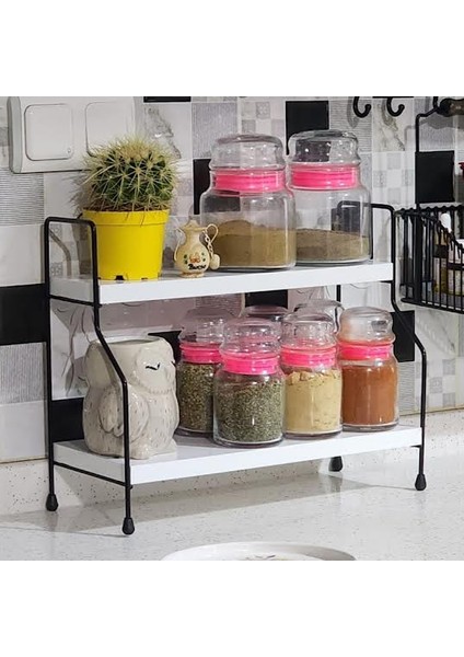 Mutfak Rafı Masaüstü Düzenleyici Çok Amaçlı Düzenleyici Tezgah Üstü Raf Beyaz