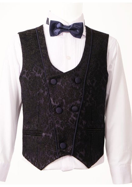 Slim Fit İşlemeli Erkek Çocuk Smokin Takım Elbise / Gömleksiz_mnvs2289 fırsatları