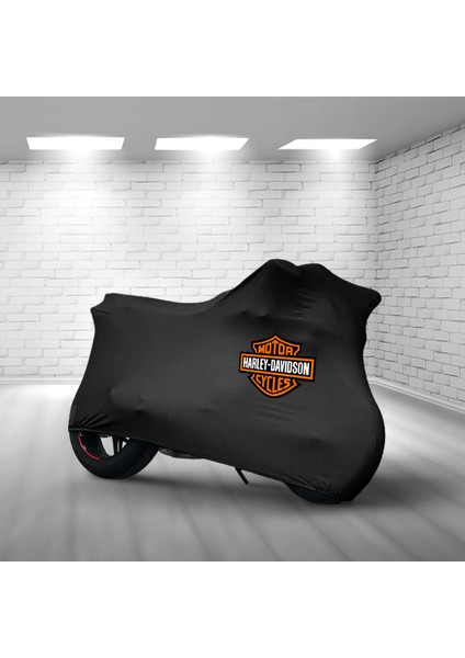 Ultra Shop Harley-Davidson Fat Boy Flstfı Siyah Kumaş Motosiklet Brandası Logo Baskılı Penye Motosiklet Branda