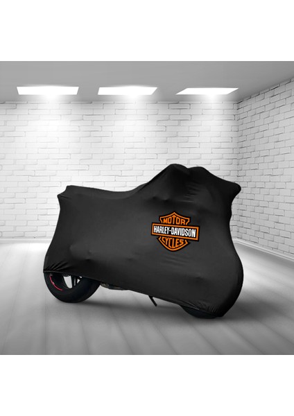 Ultra Shop Harley-Davidson Heritage Softail Classic Flstcı Siyah Kumaş Motosiklet Brandası Logo Baskılı Penye Motosiklet Branda