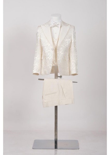 Slim Fit İşlemeli Erkek Çocuk Smokin Takım Elbise / Gömleksiz_mnvs2289