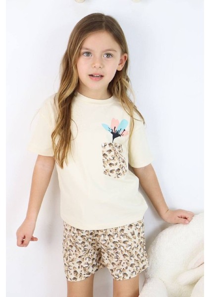 Kız Çocuk Cep Detaylı Dokuma Şortlu Takım fiyatları