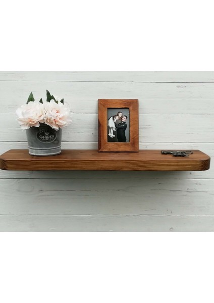 Dekoratif Doğal Ahşap Tek’li 100X20X4 cm Dresuar Raf