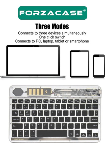 Tablet ve Telefonlar Için 7 Renk Rgb LED Işıklı Kablosuz Bluetooth Klavye - FC461