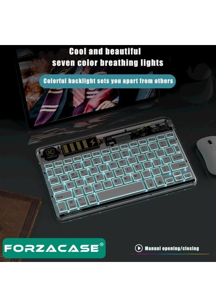 Tablet ve Telefonlar Için 7 Renk Rgb LED Işıklı Kablosuz Bluetooth Klavye - FC461