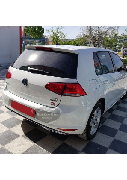 ŞüsCarOto Aksesuar Vw Golf 7 Uyumlu Araca Özel Parlak Siyah Oem Arka Difüzör Highline Difizör Tırnaklı Krom Egzoz Çıkışlı Arka Tampon Eki Ithal 1.sınıf