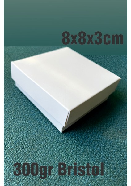 8X8X3CM Saf Beyaz Renk Süngerli Takı Kutusu Kolye, Bileklik, Mini Set Kutusu 25 Adet Demonte Sevk