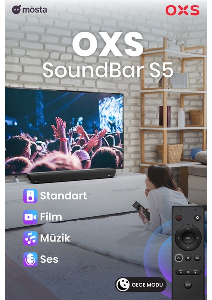 S5 Dolby Atmos HDMI Earc, Dolby Atmos 3.1.2 Dahili Subwoofer Tv Için Sound Bar