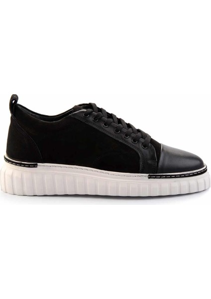 Siyah Siyah Nubuk Deri Erkek Sneaker E01401087103